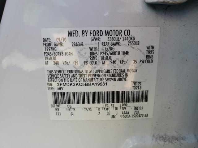 Photo 14 from auction – 2011 FORD EDGE LIMIT with VIN 2FMDK3KC5BBA19581