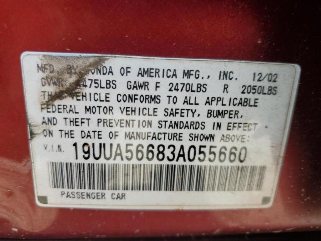 Photo 12 from auction – 2003 ACURA 3.2TL with VIN 19UUA56683A055660