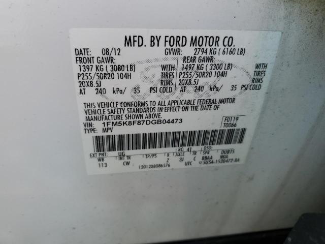 Photo 14 from auction – 2013 FORD EXPLORER L with VIN 1FM5K8F87DGB04473