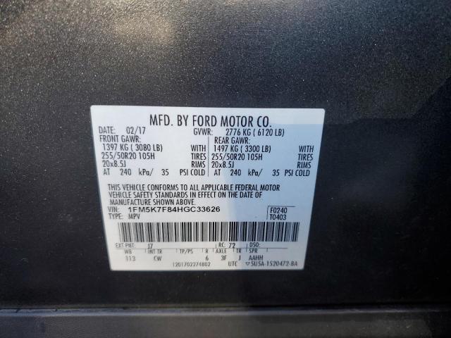 Photo 13 from auction – 2017 FORD EXPLORER L with VIN 1FM5K7F84HGC33626