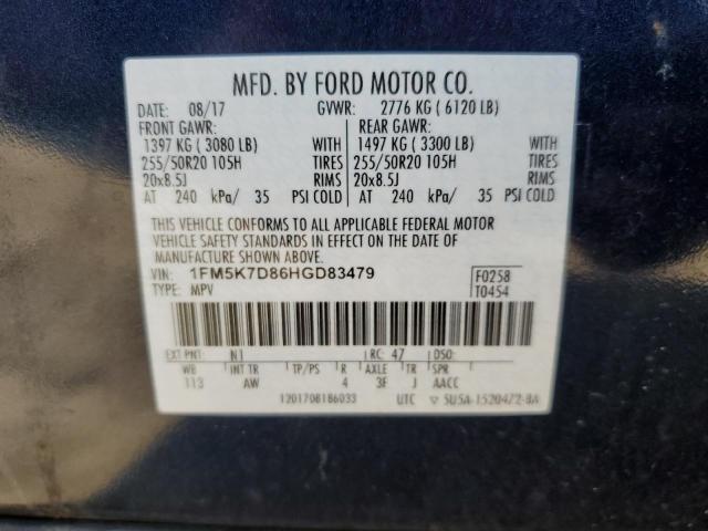 Photo 14 from auction – 2017 FORD EXPLORER X with VIN 1FM5K7D86HGD83479