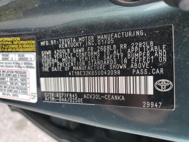 Photo 12 from auction – 2005 TOYOTA CAMRY LE with VIN 4T1BE32K65U043098