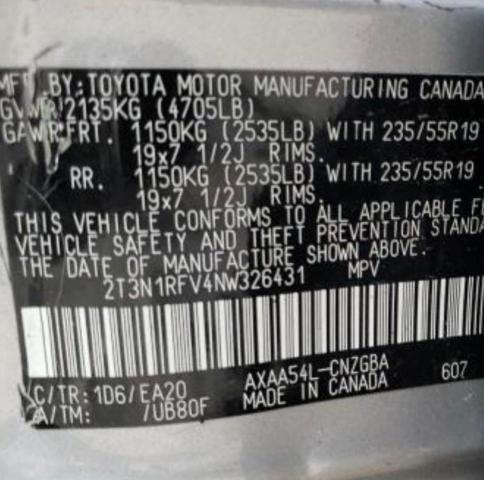 Photo 10 from auction – 2022 TOYOTA RAV4 LIMIT with VIN 2T3N1RFV4NW326431