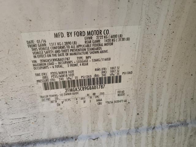 Photo 14 from auction – 2016 FORD FLEX SEL with VIN 2FMGK5C89GBA01787