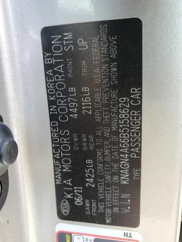 Photo 12 from auction – 2011 KIA OPTIMA EX with VIN KNAGN4A66B5158629