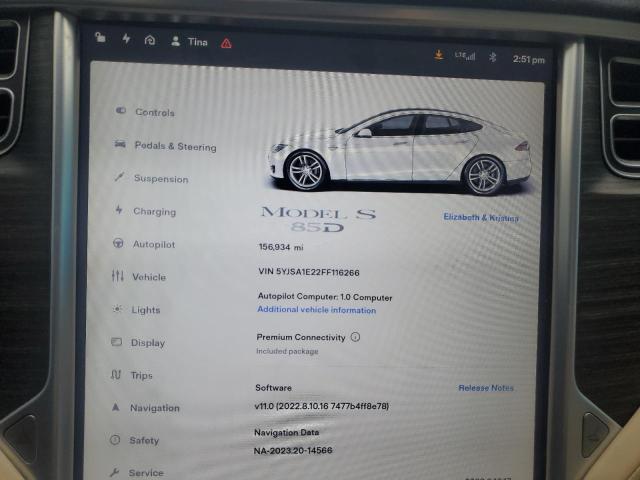 Photo 9 from auction – 2015 TESLA MODEL S with VIN 5YJSA1E22FF116266