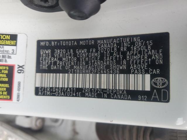 Photo 12 from auction – 2015 TOYOTA COROLLA L with VIN 2T1BURHE2FC445436