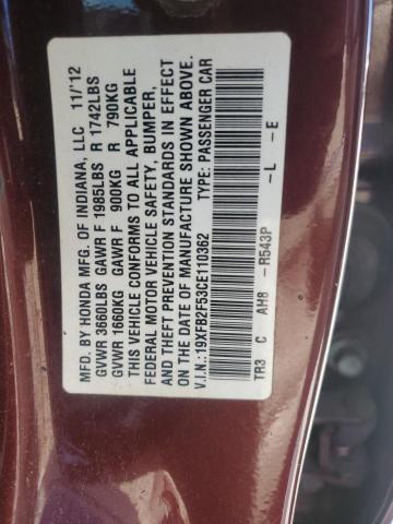 Photo 12 from auction – 2012 HONDA CIVIC LX with VIN 19XFB2F53CE110362
