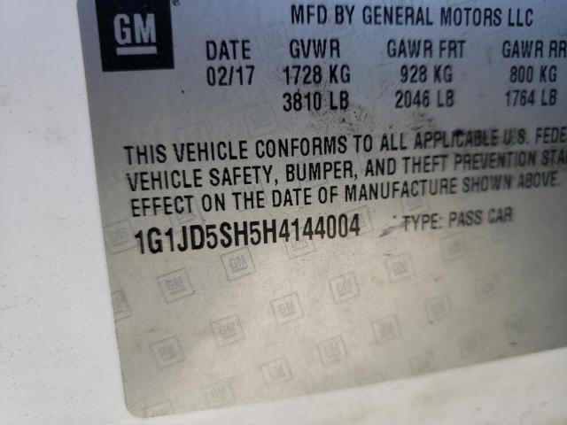 Photo 12 from auction – 2017 CHEVROLET SONIC LT with VIN 1G1JD5SH5H4144004