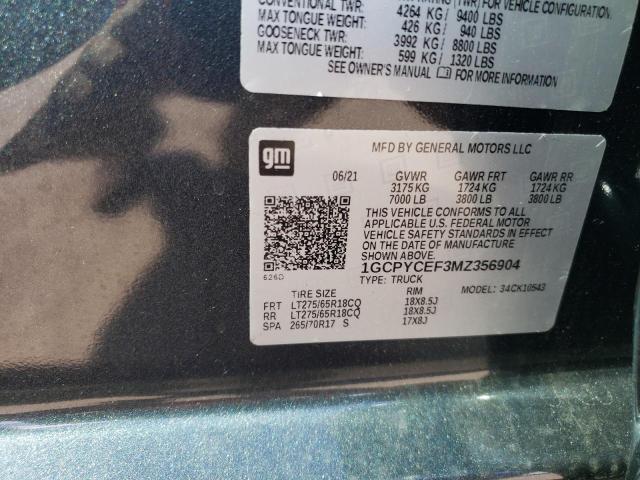 Photo 12 from auction – 2021 CHEVROLET silverado with VIN 1GCPYCEF3MZ356904