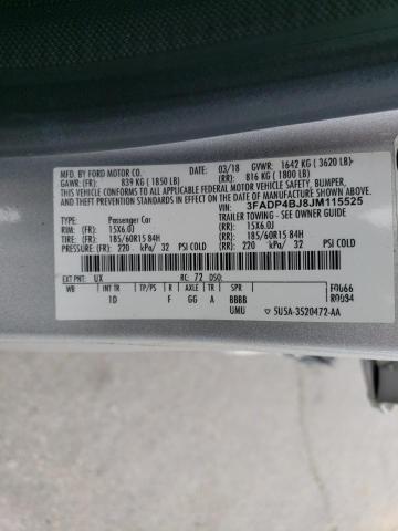 Photo 12 from auction – 2018 FORD FIESTA SE with VIN 3FADP4BJ8JM115525
