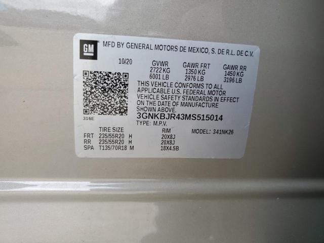 Photo 12 from auction – 2021 CHEVROLET BLAZER 3LT with VIN 3GNKBJR43MS515014