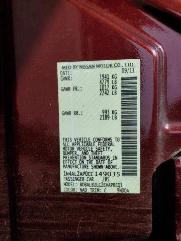 Photo 12 from auction – 2012 NISSAN ALTIMA BAS with VIN 1N4AL2AP0CC149035