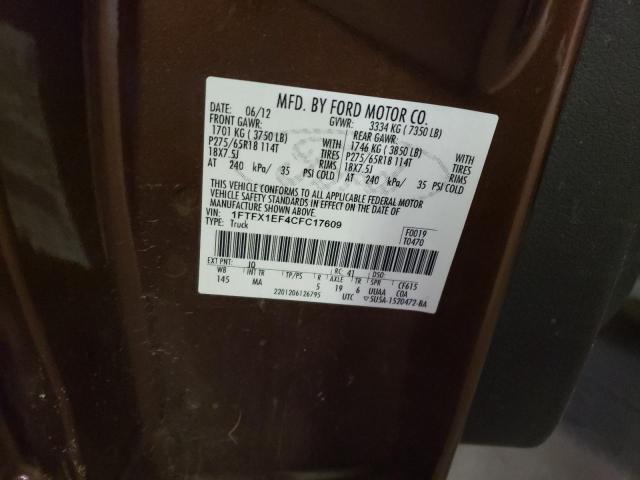 Photo 12 from auction – 2012 FORD F150 SUPER with VIN 1FTFX1EF4CFC17609