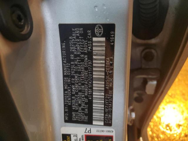 صورة رقم 12 من المزاد - 2012 TOYOTA CAMRY BASE مع VIN 4T1BF1FK7CU117797