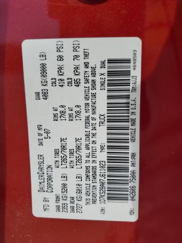 Photo 12 from auction – 2007 DODGE RAM 2500 S with VIN 1D7KS28A07J611023