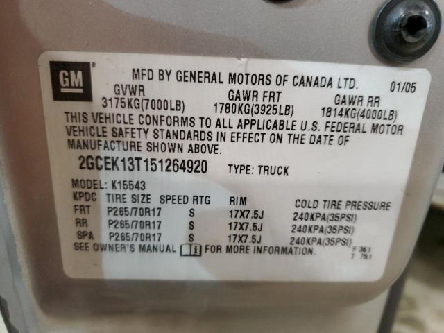 Photo 12 from auction – 2005 CHEVROLET SILVERADO with VIN 2GCEK13T151264920