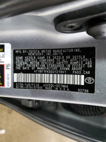 Photo 12 from auction – 2016 TOYOTA CAMRY LE with VIN 4T1BF1FK0GU121941
