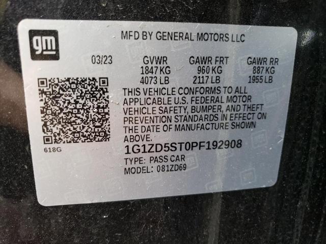 Photo 13 from auction – 2023 CHEVROLET MALIBU LT with VIN 1G1ZD5ST0PF192908