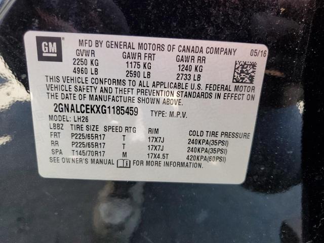 Photo 14 from auction – 2016 CHEVROLET EQUINOX LT with VIN 2GNALCEKXG1185459