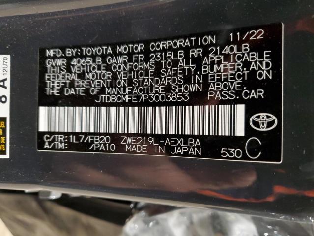Photo 12 from auction – 2023 TOYOTA COROLLA LE with VIN JTDBCMFE7P3003853