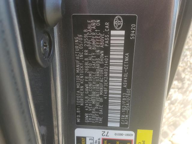 Photo 13 from auction – 2010 TOYOTA CAMRY BASE with VIN 4T4BF3EK2AR021401