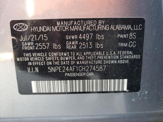 Photo 13 from auction – 2016 HYUNDAI SONATA SE with VIN 5NPE24AF1GH274587