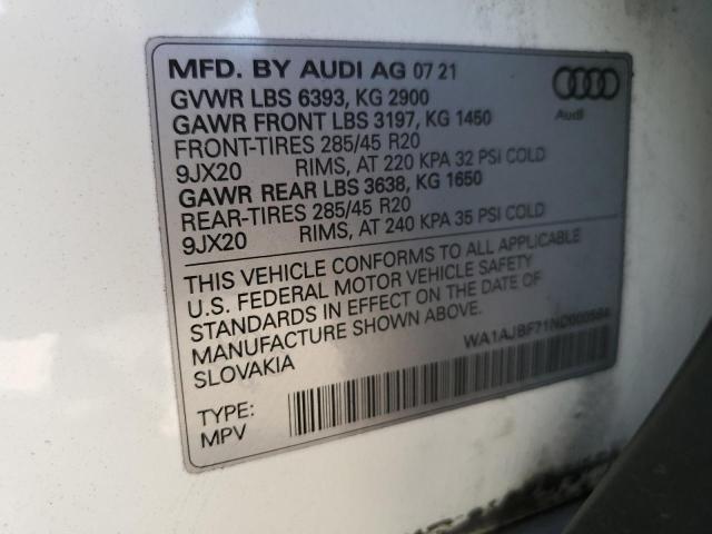 Photo 13 from auction – 2022 AUDI Q7 PREMIUM with VIN WA1AJBF71ND000584