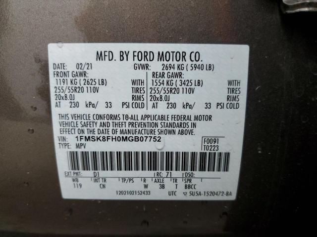 Photo 14 from auction – 2021 FORD EXPLORER L with VIN 1FMSK8FH0MGB07752