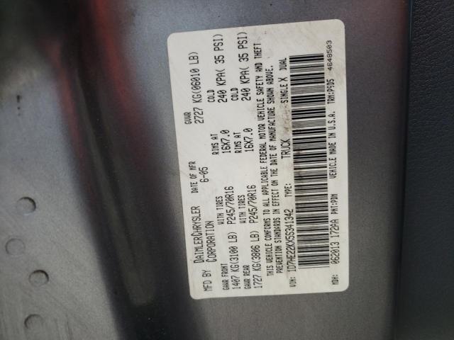 Photo 13 from auction – 2005 DODGE DAKOTA ST with VIN 1D7HE22KX5S341342