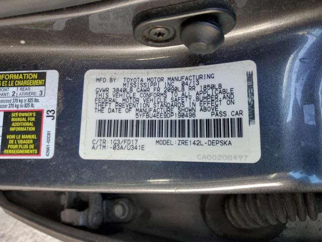 Photo 12 from auction – 2013 TOYOTA COROLLA BA with VIN 5YFBU4EE9DP190496