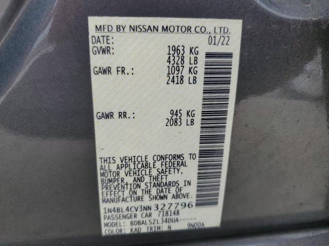Photo 12 from auction – 2022 NISSAN ALTIMA SR with VIN 1N4BL4CV3NN327796