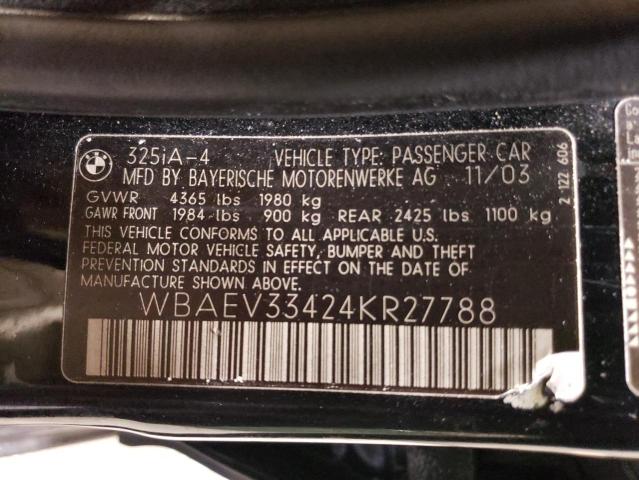 Photo 12 from auction – 2004 BMW 325 I with VIN WBAEV33424KR27788