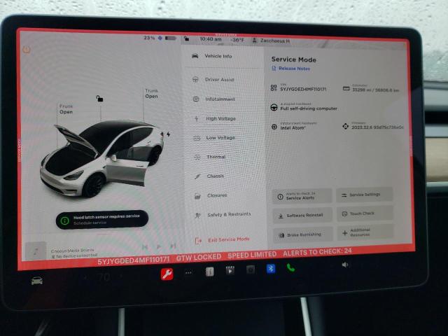 Photo 9 from auction – 2021 TESLA MODEL Y with VIN 5YJYGDED4MF110171