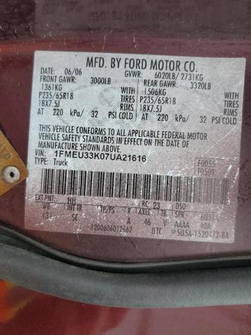 Photo 12 from auction – 2007 FORD EXPLORER S with VIN 1FMEU33K07UA21616