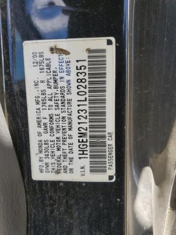 Photo 12 from auction – 2001 HONDA CIVIC DX with VIN 1HGEM21231L028351