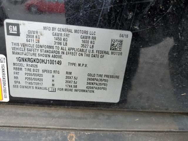 Photo 14 from auction – 2017 CHEVROLET TRAVERSE L with VIN 1GNKRGKD0HJ100149