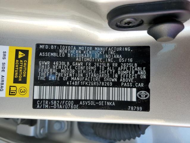 Photo 12 from auction – 2016 TOYOTA CAMRY LE with VIN 4T4BF1FK2GR578269