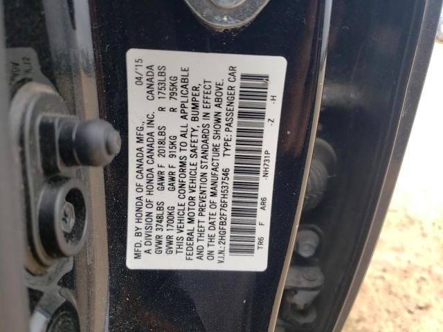 Photo 12 from auction – 2015 HONDA CIVIC SE with VIN 2HGFB2F76FH537546