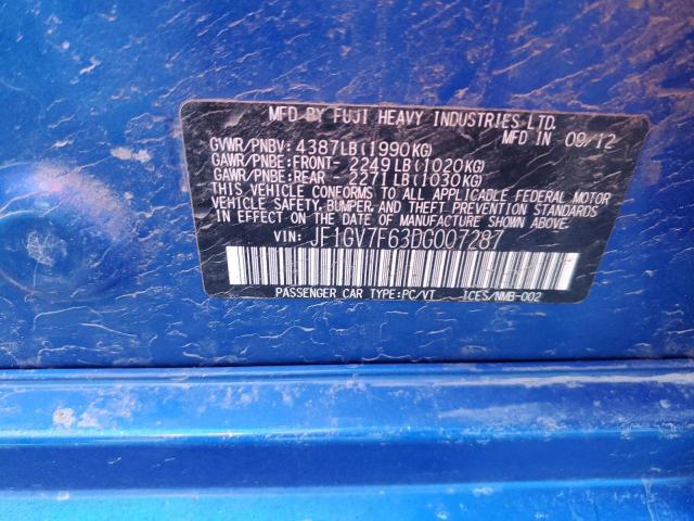 Photo 12 from auction – 2013 SUBARU IMPREZA WR with VIN JF1GV7F63DG007287