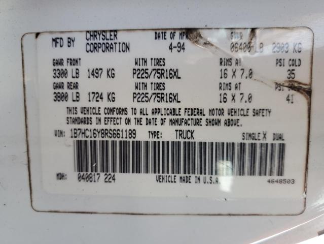 Photo 13 from auction – 1994 DODGE RAM 1500 with VIN 1B7HC16Y8RS661189