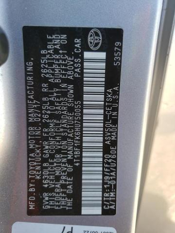 Photo 13 from auction – 2017 TOYOTA CAMRY LE with VIN 4T1BF1FK6HU750055