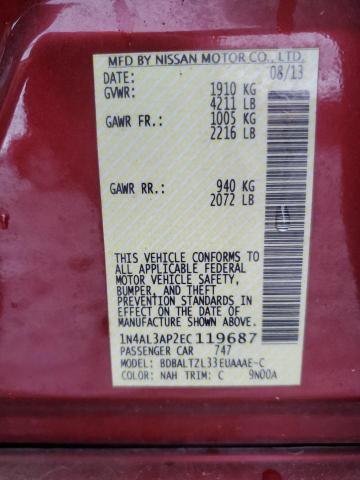 Photo 12 from auction – 2014 NISSAN ALTIMA 2.5 with VIN 1N4AL3AP2EC119687