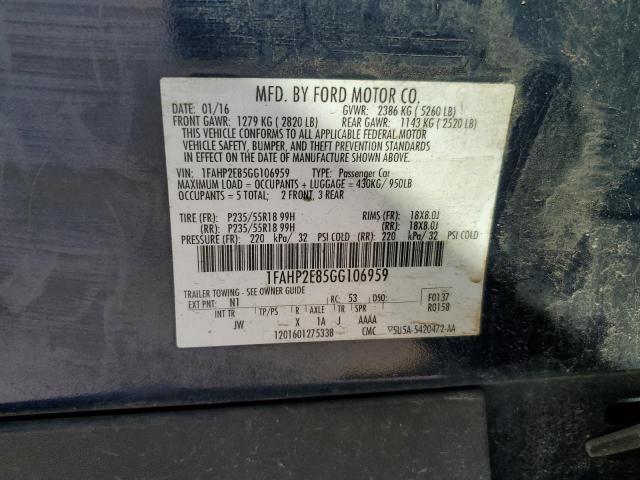 Photo 12 from auction – 2016 FORD TAURUS SEL with VIN 1FAHP2E85GG106959