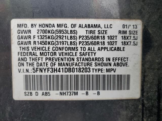 Фото 14 с аукциона – 2013 HONDA PILOT EX с VIN 5FNYF3H41DB018203