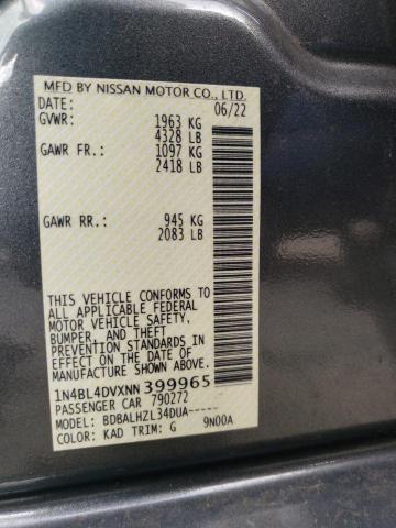 Photo 12 from auction – 2022 NISSAN ALTIMA SV with VIN 1N4BL4DVXNN399965