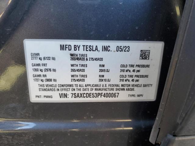 Photo 12 from auction – 2023 TESLA MODEL X with VIN 7SAXCDE53PF400067