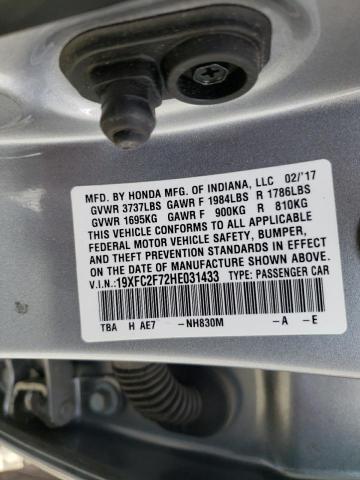 Photo 12 from auction – 2017 HONDA CIVIC EX with VIN 19XFC2F72HE031433