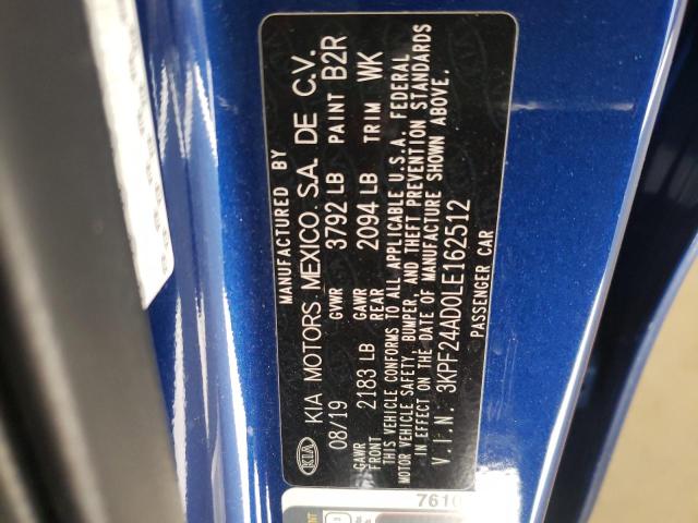 Photo 12 from auction – 2020 KIA FORTE FE with VIN 3KPF24AD0LE162512