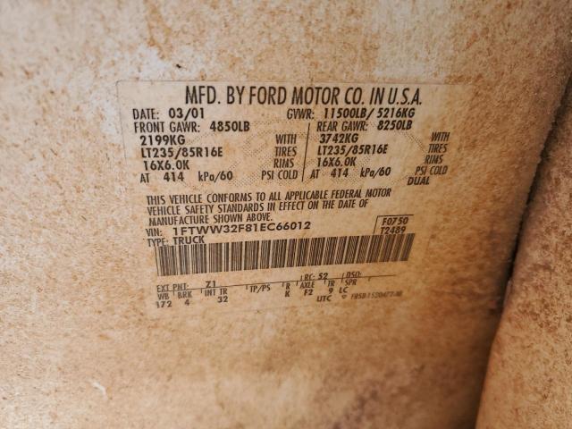 Photo 12 from auction – 2001 FORD F350 SUPER with VIN 1FTWW32F81EC66012